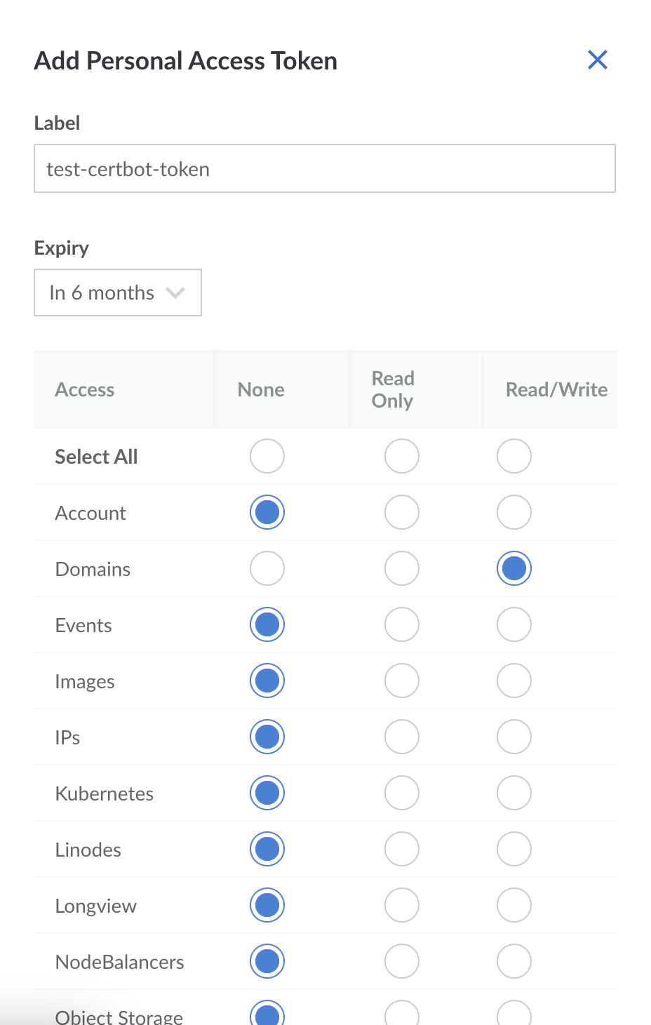 Add a Personal Access Token - Linode Wildcard SSL