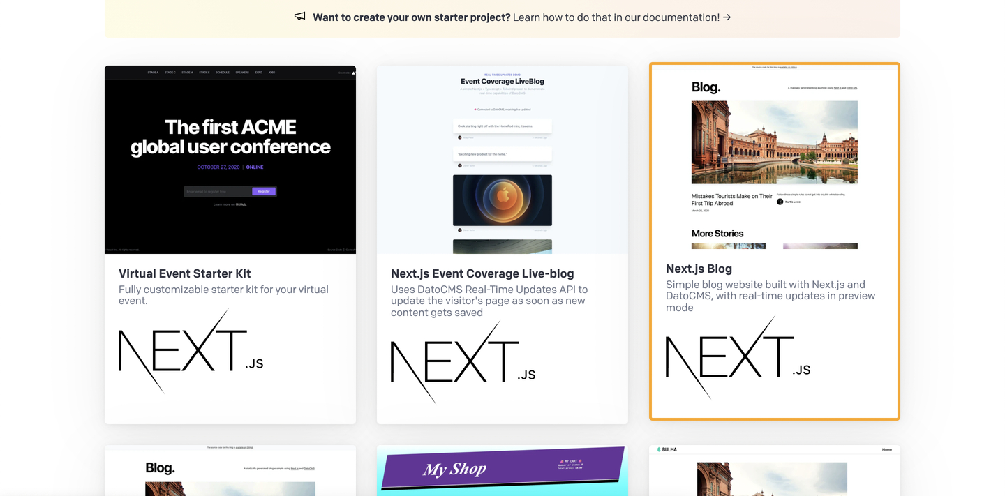 DatoCMS Starter Projects