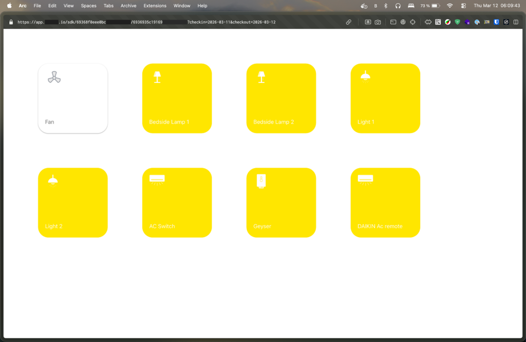 Hotel Smart Controls UI