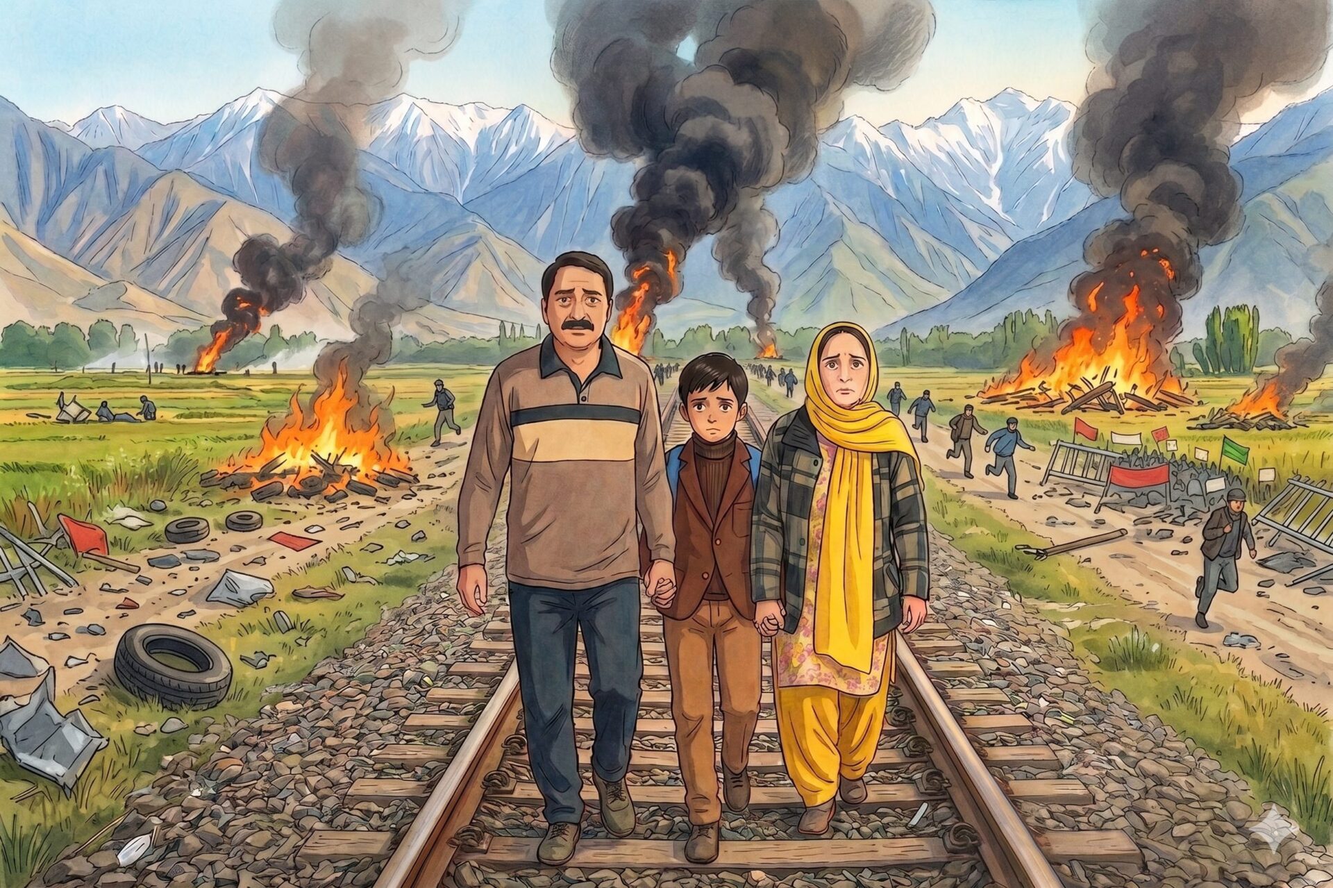 16 kilometers under gunfire